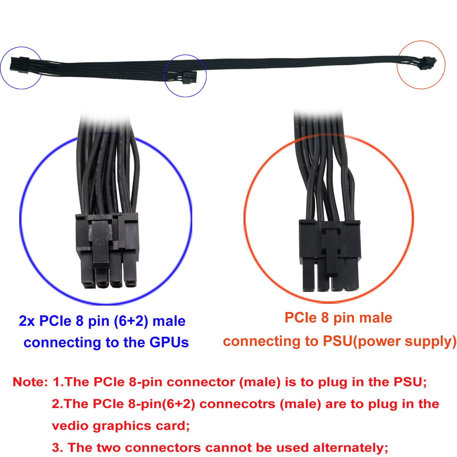 Amazon.co.jp: COMeap PCIe 8 Pin Male to Dual 8 Pin (6+2) Male GPU
